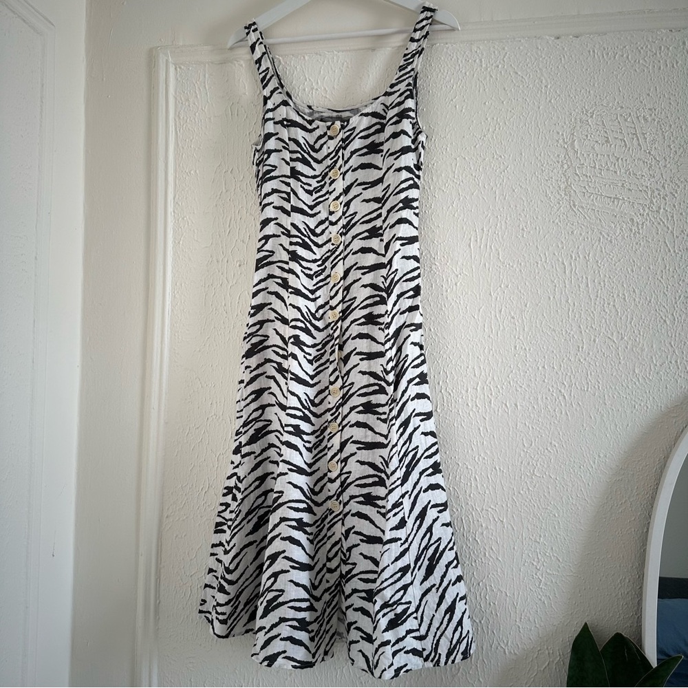 Reformation Linen Zebra Print Midi Dress